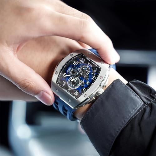 Image of Tsar Bomba Mens Watches Quartz Wristwatch for Men Waterproof 50M Analog Luxury Tonneau Chronograph Calendar Date Men's Dress Business Work Watch Gift for Men