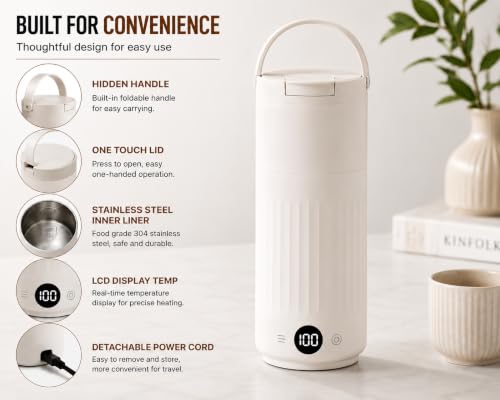 Image of Neepra Portable Electric Kettle 600ml with LCD Temperature Display, Travel Electric Water Boiler, 8 Preset Temperature Modes, 304 Stainless Steel, Fast Boil, Leakproof, Auto Shut-Off (New Portable)