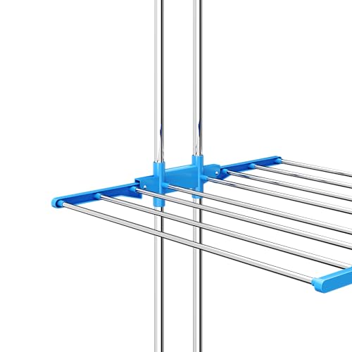 Image of SUNDRY Heavy Duty Rust-Free Stainless Steel 3-Tier Jumbo Cloth Drying Stand | Clothes Dryer Stands | Laundry Racks with Wheels for Indoor | Outdoor | Balcony(Blue)