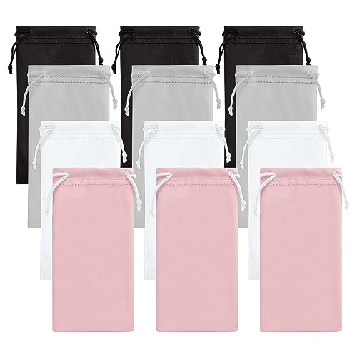 Image of 12 Pcs Microfiber Eyeglass Sunglass Pouch Soft Silm Sunglass Bag Screen Cleaning Bag