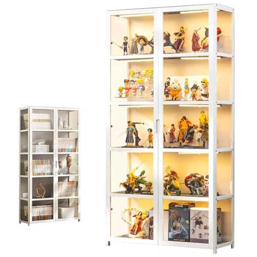 コレクションケース ガラス コレクションケース アクリル 天然竹 コレクションラック 収納キャビネット 収納家具 木製 透明パネル キャビネット フィギュアケース 棚 気密性と防塵性 リビングルーム 寝室 オフィス 工芸品店などに適しています (82×33