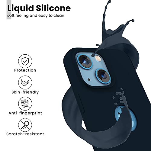 Image of Vaku Luxos Liquid Silicon Logo-Cut for iPhone 14 Plus Cover Case, Soft TPU, Shockproof, Scratch Resistant, 6 Feet Drop Protection, Compatible with iPhone 14 Plus Back Cover - Midnight Blue