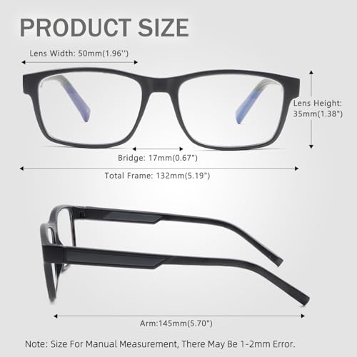 Image of Henotin 5 Pack Reading Glasses for Men, Blue Light Readers for Men, Spring Hinges Computer Eye Glasses