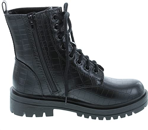Image of Soda FIRM - Lug Sole Combat Ankle Bootie Lace up w /Side Zipper