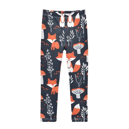 Cute Fox Mushrooms Girls Leggings Athletic Pants Tights Stretch Bottom