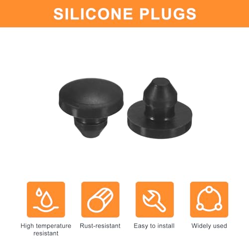 Image of uxcell 28Pcs Silicone Plugs, Rubber Round Snap in Locking Hole Plugs for 3.5mm Hole, Hole Stoppers Waterproof Hole Plug for Metal Tube, Furniture End Caps Inserts, Black