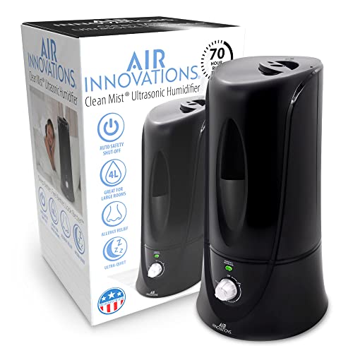 Air Innovations MH-408 Black 1.1 Gal. Cool Mist Humidifier Rooms – Up to 400 sq. ft, Medium Sized