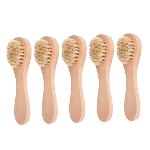 Veemoon Exfoliating Facial Cleansing Brush Set Wooden Handle Face Wash Brush for Women