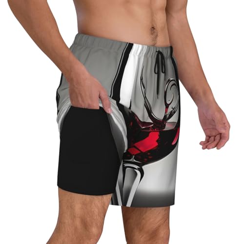 Wine Glass Men's Soft Double Swim Shorts, Lounge Swiming Shorts Pants Breathable Summer3