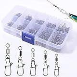 CHmiss 100 Stück Karabinerwirbel Angeln Angelwirbel Angeln Wirbel Angel-Zubehör Set Für Salzwasser Angeln Outdoor Forellenköder, Hecht-Köder Und Barsch-Köder Mit Kunststoff-Box