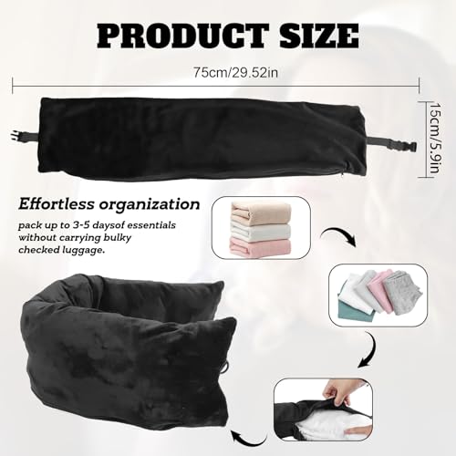 Cuscino Da Viaggio Riempibile Con La Benda ,Cuscino Collo Viaggio Con Vestiti,Cuscino Cervicale Da Viaggio,Multifunzionale A Forma Di U Cuscino Da Viaggio Aereoper Bagagli Extra Da Viaggio Accessori - 2