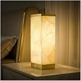 Scenekoy Alabaster Table Lamp for Bedroom Living Room, 3-Way Dimmable Bulb with Memory Function, Modern Bedside Lamps with USB A+C Ports for Nightstand Office Living Room Bedroom(Bulb Included)