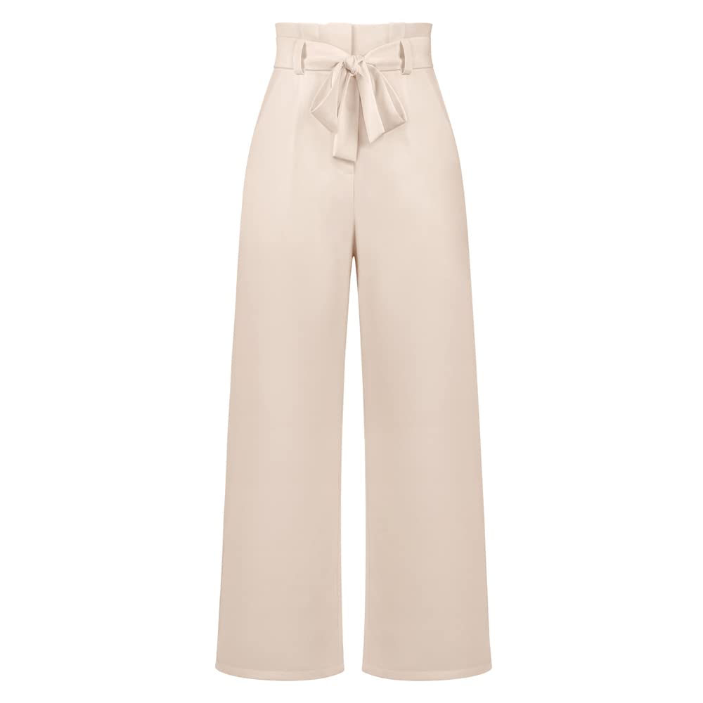 Femme Tailleurs-Pantalons Fluide Pantalon Taille Haute Commuter avec Ceinture Large Casual Vêtement au Traivail Décontracté