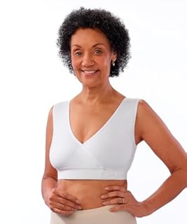 Silverts Women's Front Closure Bra Wirefree Adaptive Post Surgery Support Easy Touch - True White LGE
