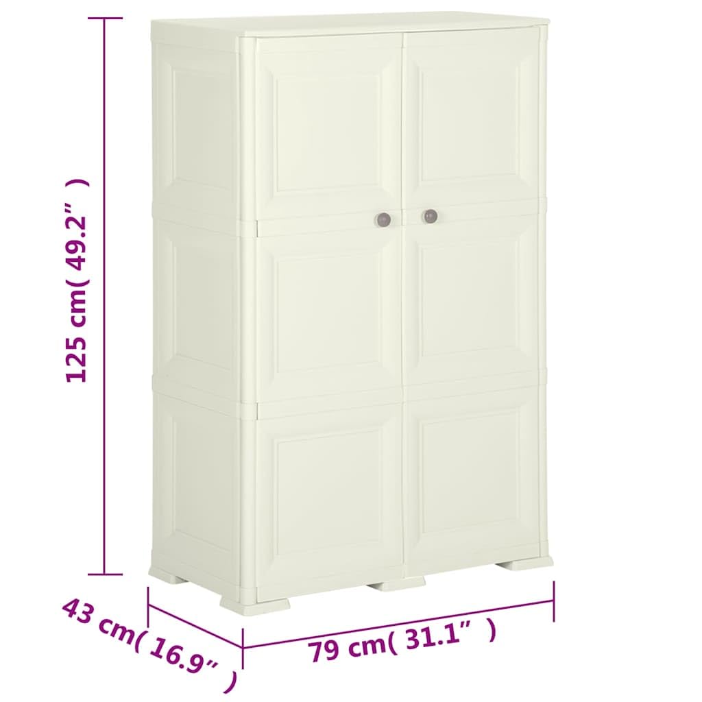 vidaXL Szafka plastikowa, 79x43x125 cm, wygląd drewna, waniliowa, szafka magazynowa, szafka do magazynku, szafeczka, szafki magazynowe