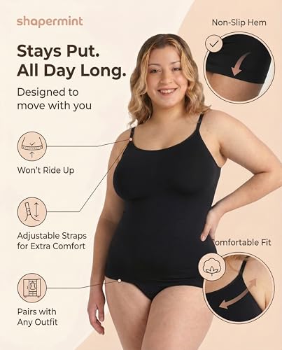 Image of SHAPERMINT Womens Tops - Scoop Neck Cami Body Shaper for Women, Shapewear Tummy Control, Camisole Tank Tops for Women
