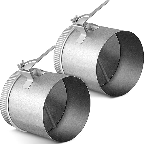 Therwen Backdraft Damper Duct Manual Volume Damper with Sleeve Galvanized Sheet Adjustment Airflow Ducting Branch HVAC Air Balancing for Range Hoods Fans(2 Pcs 6 Inch)