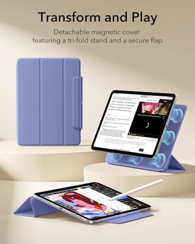 Image of ESR for iPad Air 11 Inch Case M4 /M3 /M2 (2026 /2025 /2024), iPad Air 5th /4th Gen (2022 /2020), Powerful Magnetic Attachment, Slim Trifold Stand Case, Auto Wake /Sleep, Durable Protection, Lavender