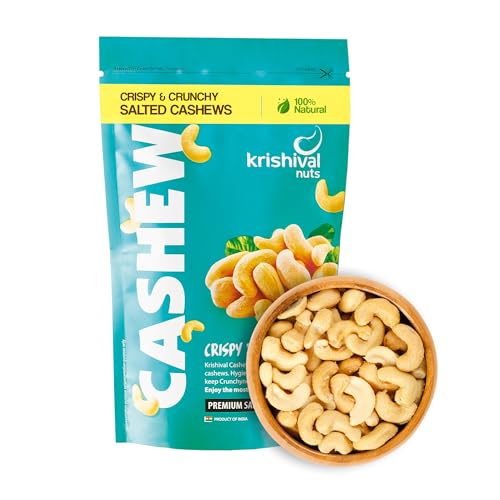 Krishival Nuts Salted Cashews | Freshly Roasted | Rich in Taste & Crunch | Zero Preservatives | (250 grams Pack of 1) | Nutritious & Delicious Nuts for Office, Travel & Home