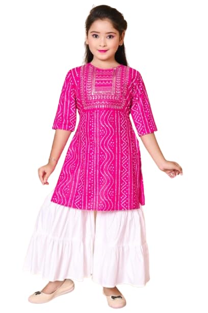 Image of Indian Traditional Dress for Baby Girl Kids Kurti and Sharara