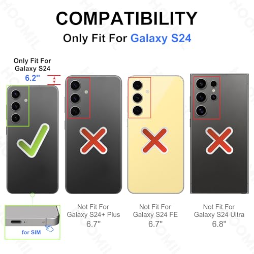 Image of HOOMIL Case for Samsung Galaxy S24 (ONLY, Not Fit Plus, FE, Ultra), Non-Yellowing, Drop Protection, Anti-Scratch Transparent Hard Back Phone Cover - Dark Green