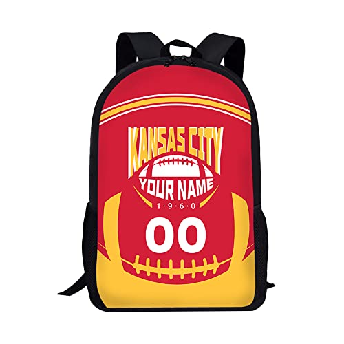 Custom Shoulder Kansas City Backpack Personalized Any Name Number 17 Inch Large Capacity Laptop Bag Bookbag Gifts for Men Women