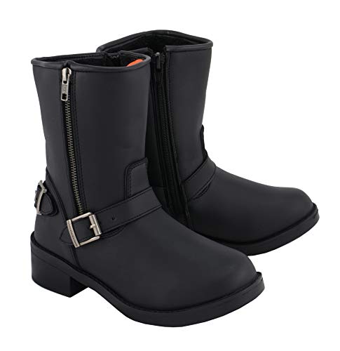 Get Popular Offer Milwaukee Leather MBL9475 Ladies Black Engineer Style Riding Boots with Side Zipper - 8.5