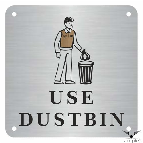 Image of USE DUSTBIN Sign, 8x8 Inch, Durable Steel, Dual Mount