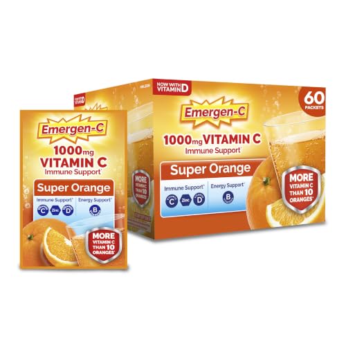 Image of Emergen-C 1000mg Vitamin C Immune Support Powder, Super Orange, 60 ct