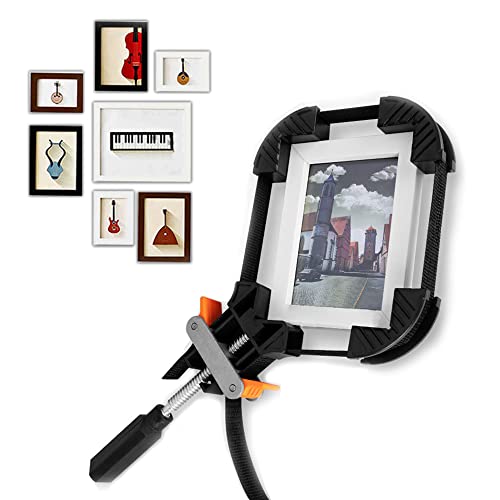 La Llareta Morsetto Fascia a Cricchetto, Angolare, Multifunzione, Rapido Regolabile per Cornici e Cassetti in Legno, Nero