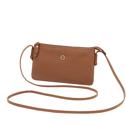 Bolsa Transversal Feminina de Couro Bovino Legítimo c/Alça Ajustável Mariart Onix (Camel)