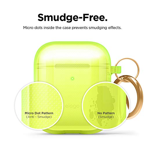 Image of elago Clear Airpods Case with Keychain Designed for Apple Airpods 1 & 2 (Neon Yellow)
