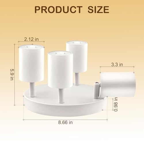 Image of Wiseworld 4 Light Track Lighting Fixtures for Ceiling LED White Spot Lights Indoor Round Chassis GU10 Base Lamp Rotatable Modern Ceiling Spotlight for Bedroom Kitchen Hallway (Bulb Not Included)