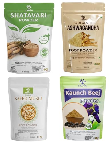 Trivang Safed Musli, Ashwagandha, Kaunch, Shatavari Powder Combo (800g)
