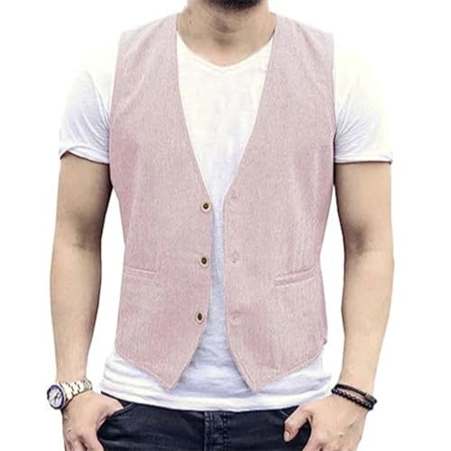 Men’S Lightweight Slim Fit Waistcoat Single Breasted V-Neck Breathable Sleeveless Casual Vest For Office Wear4