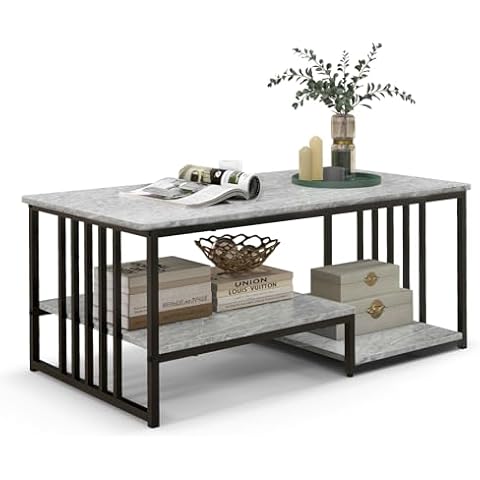 Multigot Faux Marble Coffee Table with Storage Cover