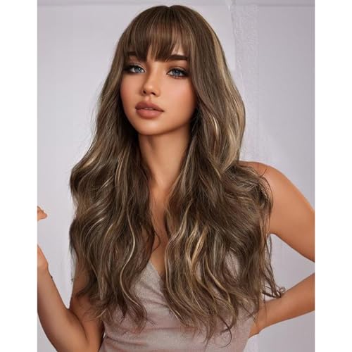 Perruque ondulée longue 60cm en fibre synthétique de qualité pour femme