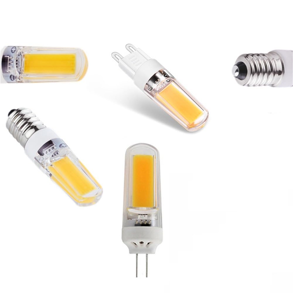 1fortunate Paquete de 50, lámpara LED COB AC220V G4/G9/E14 4W LED regulable cubierta de PC + lámparas de araña con foco de cerámica(Cold White,G9)