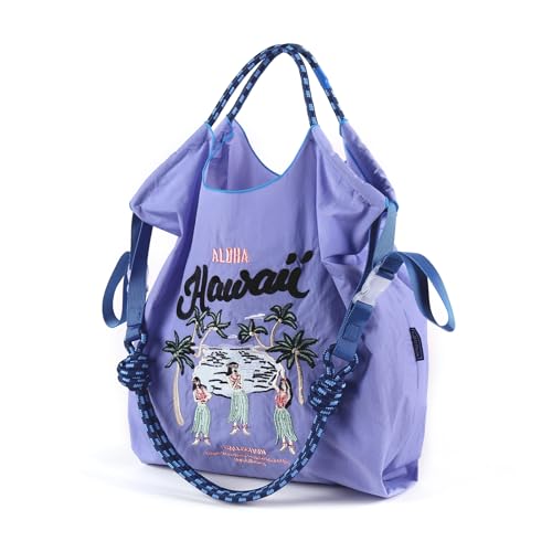 Image of Ball&Chain The Embroidery Ultimate Nylon Tote Bag for Women - Perfect for Live Shopping, Travel, Birthdays, and Beach. (Blue, Large)