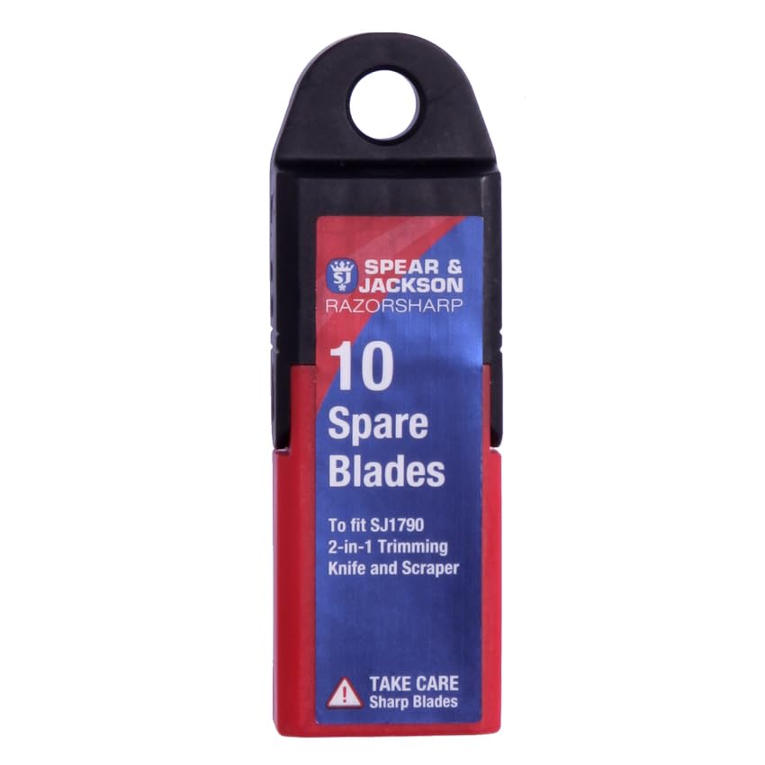 Spear & Jackson SJ1790BP10 Spare Replacement Pack of 10 Blades for ref. SJ1790 2-in-1 Trimming Knife and Scraper (Set of 10 Individual Blades)