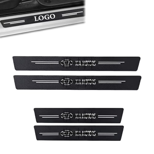 Image of Car Door Sill Carbon Fiber Wrap PPF Film Anti Scratch Guard Protector Stickers Accessories Compatible for Seltos, Sonet, Syros, Carens, Carnival, EV6, EV9, Clavis