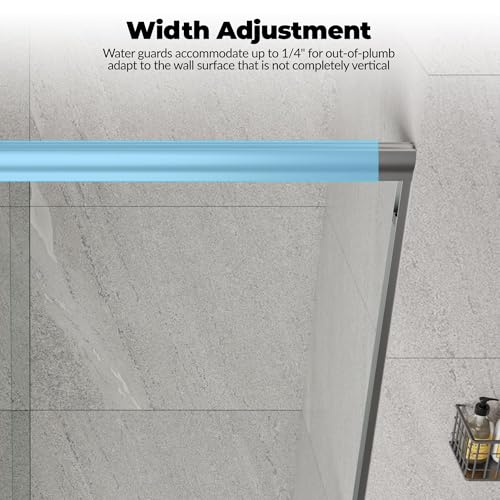 Image of 44 inch-48 inch W x 72 inch H Double Sliding Shower Door - Semi-Frameless Bypass Bathroom Door with 1 /4 inch(6mm) Tempered Glass, Brushed Nickel Finish, for Walk-in Shower & Bathroom
