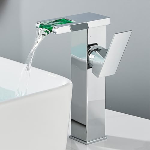 Lavabo de baño LED con grifo de cascada moderno LWX 3