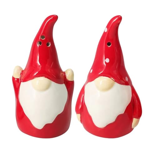 Christmas Gonk Salt and Pepper Shakers | Festive Gnome Ceramic Salt & Pepper Set | Novelty Cruet Set - 10cm