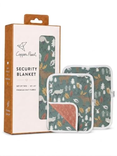 Copper Pearl Baby Security Blanket Set of 2 - Portable Size for Self-Soothing On-The-Go, Ideal Baby Blankets for Boys and Girls, Ultra-Soft, and Gift-Ready Loveys - Atwood