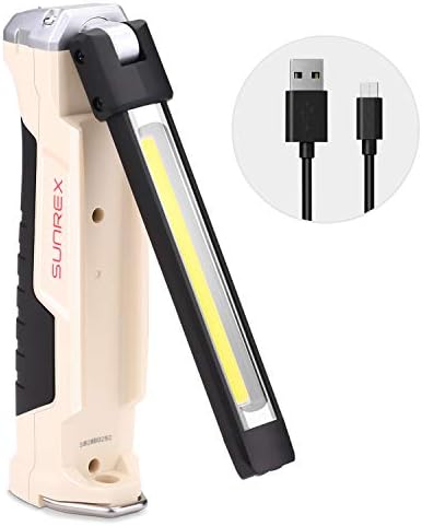 LED Work Light, SUNREE COB Rechargeable Work Lights with Magnetic Base - Ultra Long Lasting Up to 35 Hours - 550 Lumens Super Bright LED Flashlight Inspection Light for Car Repair Household Emergency