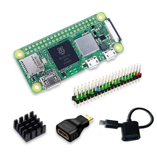 SANOOV Raspberry Pi Zero 2 W Basic Kit Pi Zero 2 W Board Aluminum Heatsink USB OTG Cable Mini HDMI-USB Adapter 40 Pin Header