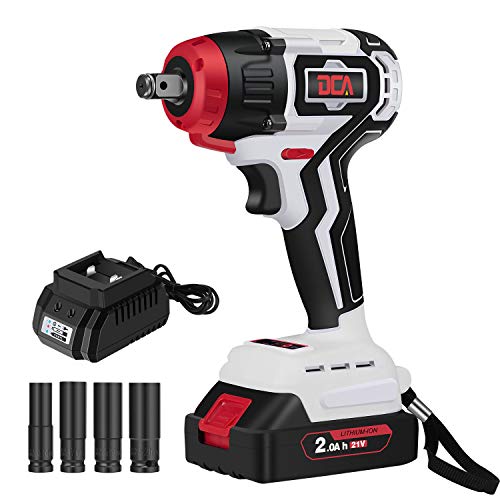 Cordless Impact Wrench Kit (330N.m) Torque, 20V 1/2 inch Detent Anvil, Includes 2.0 Ah Battery, Smart Charger and Tool Bag