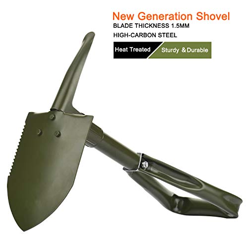 SUNHOO Collapsible Shovel Premium, Folding Spade Shovels for Digging, Portable Backpacking Car Emergency Kit, Military Style Entrenching Tool for Gardening | Lawn | Camping | Snow | Off Road - Thumbnail 7