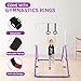 FINCOME Gymnastics Bar for Kids with Gymnastics Rings, Height Adjustable Gymnastics Horizontal Bar, Foldable Bar Gymnastics Equipment for Home Room Indoor Outdoor Gym Practics, Gymnastic Bar Purple